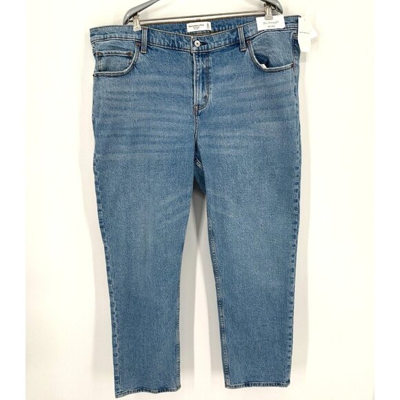 Abercrombie Women's Mid Rise Straight Jeans sz 35 20R Regular NWT Medium Wash - Picture 1 of 6